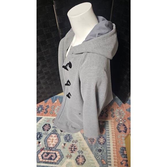 J Jill Wool Angora Toggle Buttons Gray  Coat Size XL Pockets Hood - Picture 6 of 10